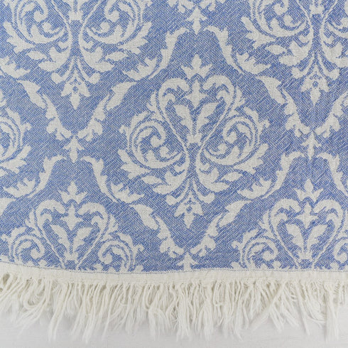 トルコ・フェイスタオル・ボタニカル柄・アッシュブルー