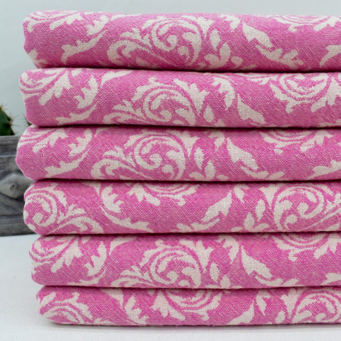 トルコ・タオル・ペシュテマル・ボタニカル柄・ピンク