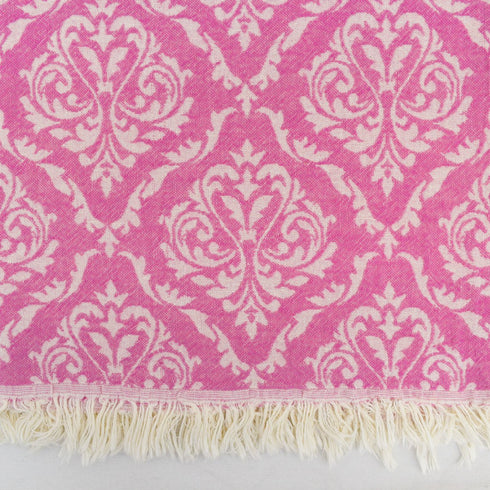 トルコ・タオル・ペシュテマル・ボタニカル柄・ピンク