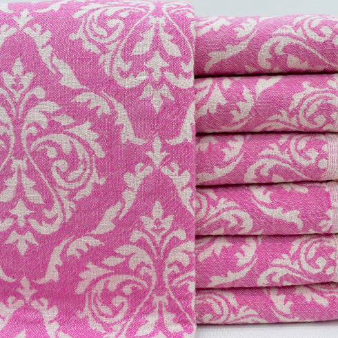 トルコ・タオル・ペシュテマル・ボタニカル柄・ピンク