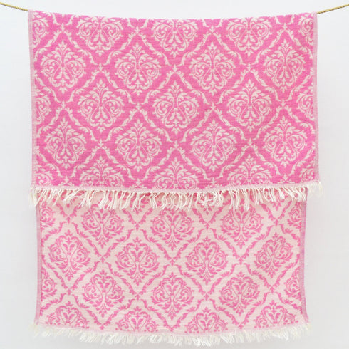 トルコ・タオル・ペシュテマル・ボタニカル柄・ピンク