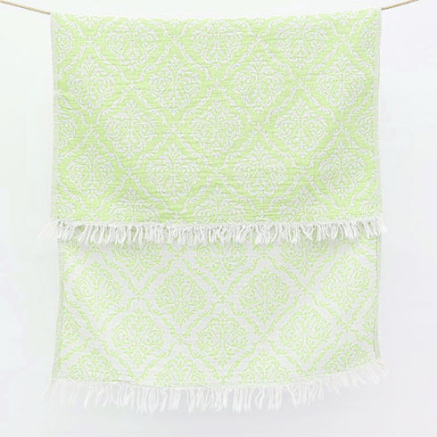 トルコ・フェイスタオル・ボタニカル柄・ピスタチオ