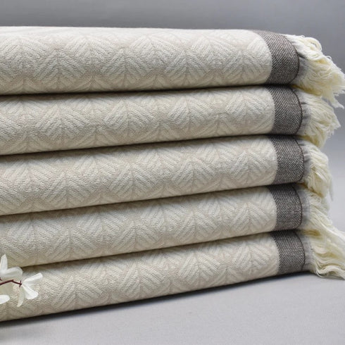 トルコ・バスタオル・ペシュテマル・オリエンタル柄ベージュ