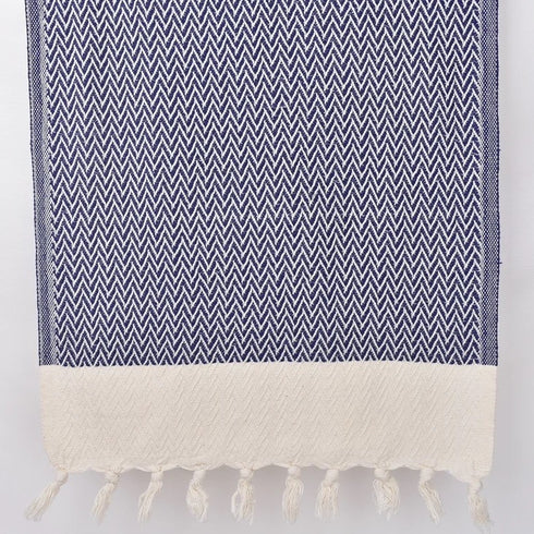 トルコ・キッチンタオル・ペシュテマル/ネイビー・Zigzag